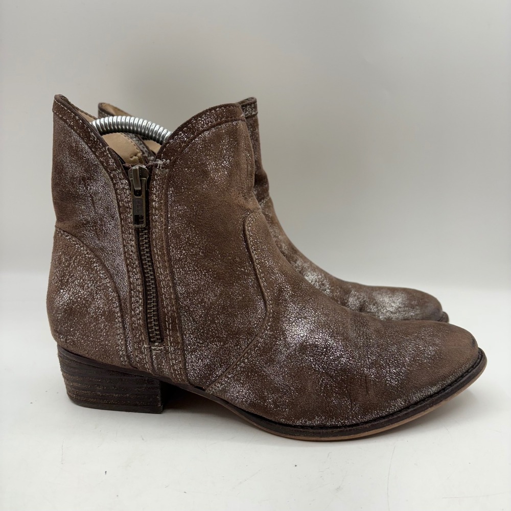 Seychelles Sundance Catalog Lucky Penny Ankle Boots Leather Metallic Women 7.5